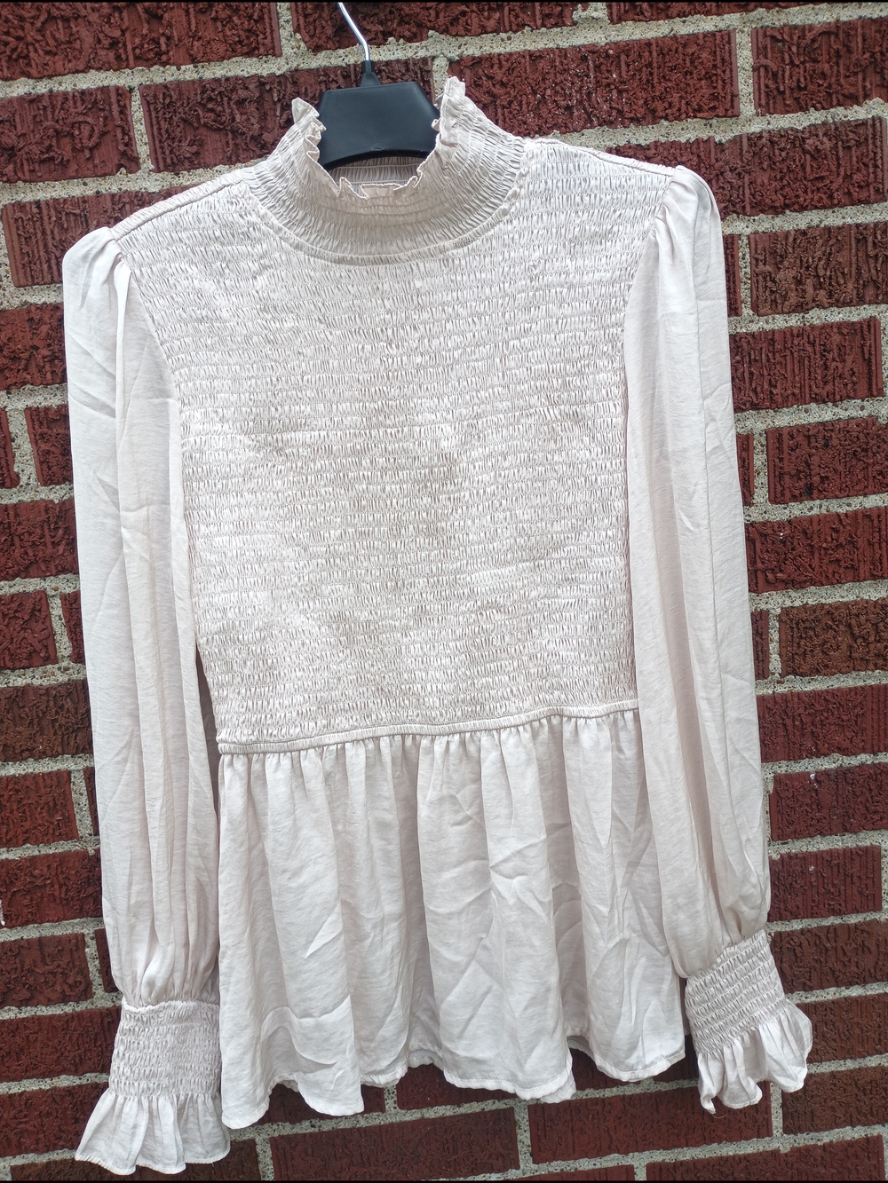 Jodifl Smocked High Neck Peplum Blouse